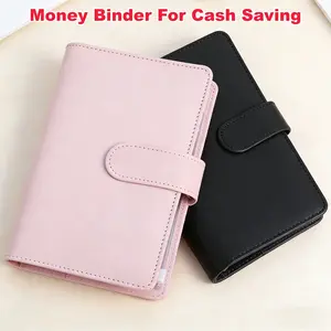 Budget Planner Notebook, High-End Polyester Leather Ledger, Includes 8 Transparent Pockets and Card Slots, Ideal for Expense Tracking