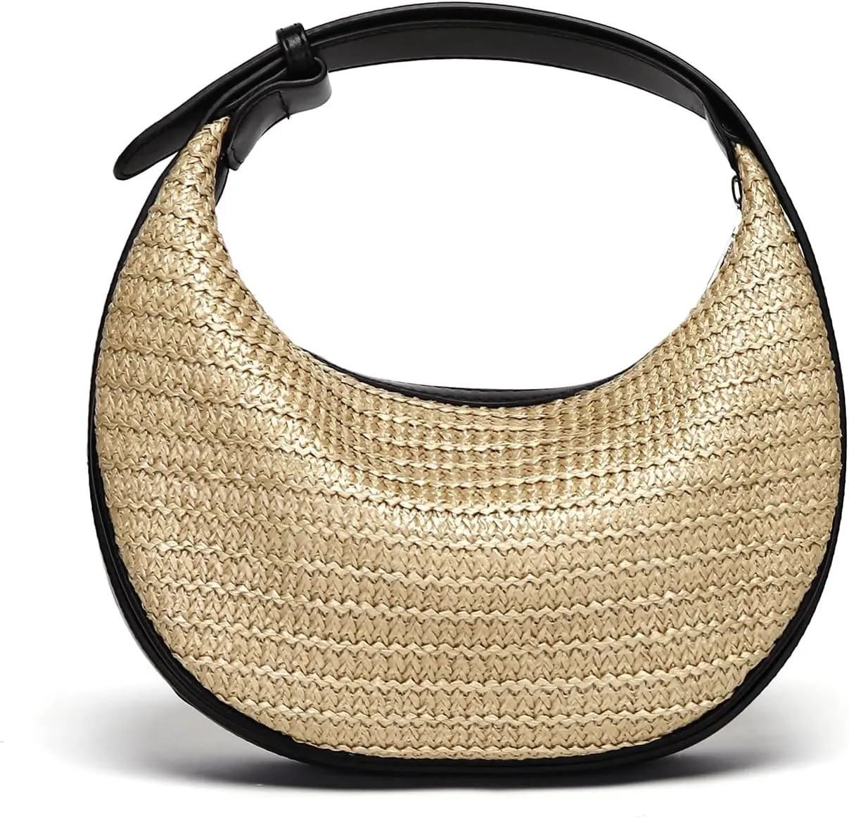 Straw Crossbody Bag for Women Beach Woven Hobo Handbag Summer Chic Crescent  Purses with Adjustable Strap