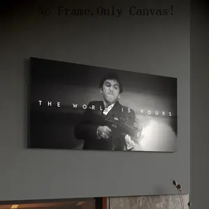 Iconic Tony Montana Scarface "The World Is Yours" Artistic Poster, Waterproof Unframed Style Wall Print, Motivational Home Decor for Kitchen & Any Space