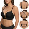 Plunge Bras for Women Backless Push Up Bras Low Cut Light Padded Bras Shaper Convertible with Clear Straps Dress Bra for Wedding Party Daliy Wear