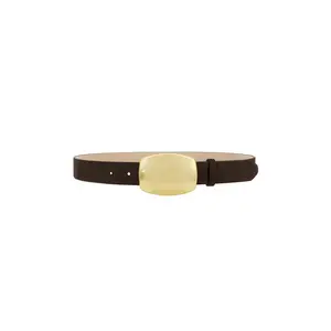 Rag & Bone Wyatt Belt in Brown Suede & Gold