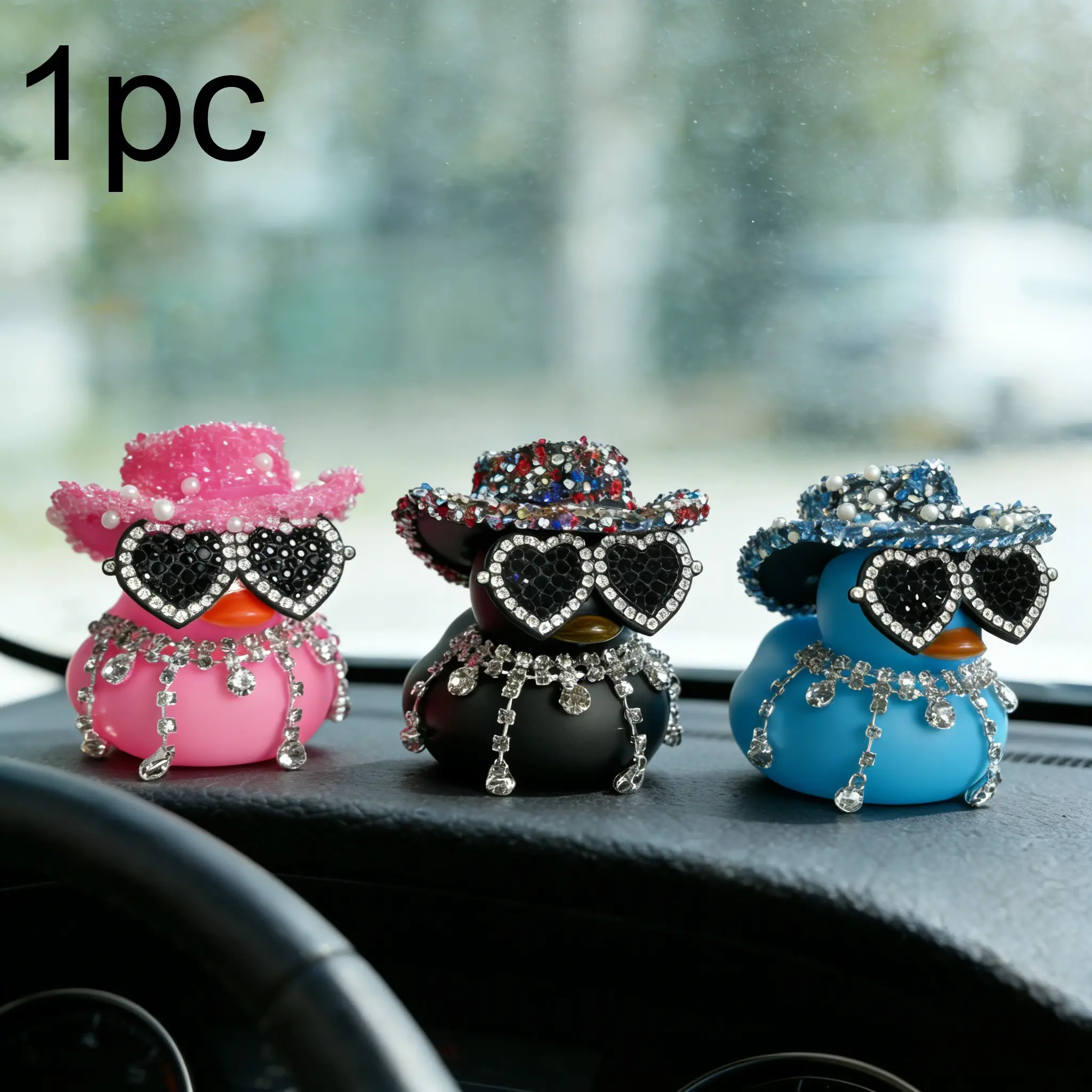 1pc Luxury Rhinestone Duck Car Figurine, Sparkling Pearl Decor Car Dashboard Decor, Car Interior Decoration, Car Decorations, Automotive Decorative Accessories, Car Accessories, Car Interior Accessories for Car, Car Gift