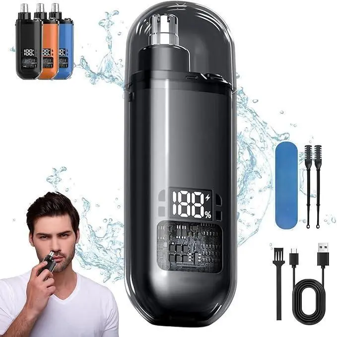 Multifunctional Precision Nose & Ear Hair Trimmer, Rechargeable Electric Groomer with Painless Dual-Edge Blades, Waterproof Travel-Size Tool for Men & Women, Multifunctional Precision Nose & Ear Hair Trimmers