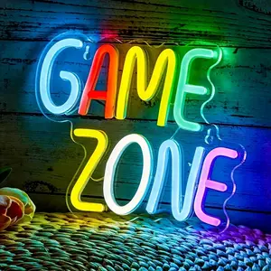 Gamer neon signs, wall decoration signs, video game room decoration LED game lights dimmable game area signs, cool gamer gifts for teens and girls for birthdays and Christmas!