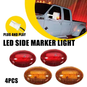 Fit For 1999- 2010 Ford F350 F450 F550 Super Duty Truck Dually Bed Fender Side Marker Lights Amber/Red 4PCS, AUTOONE