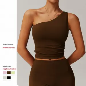 Cloud Feel Asymmetric Yoga Tank Top Quick Dry Shapewear Running Sports Bra