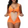SHAPSHE Women's Swimsuit With Built-in Shapewear One Piece Shapewear Bathing Suit Cutout Tie Knot Front Push Up Swimwear