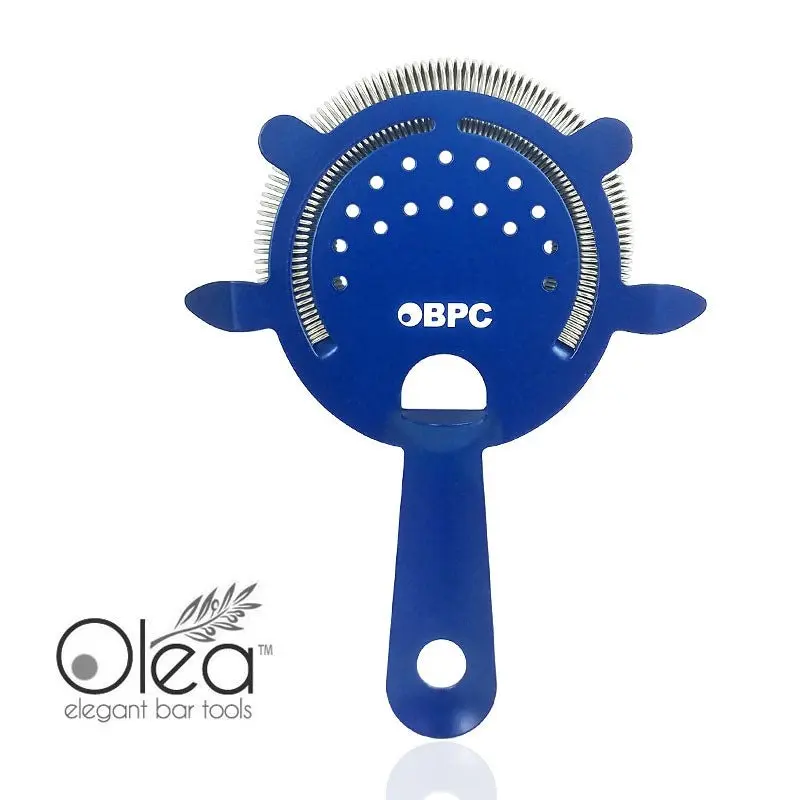 Olea™ High Quality 4-Prong Design 6" Height Metallic Neon Blue Bar Strainer, Neon Glow Under Black Light, Elegant Bartending Mixology Tool for Mixer Shaker Use