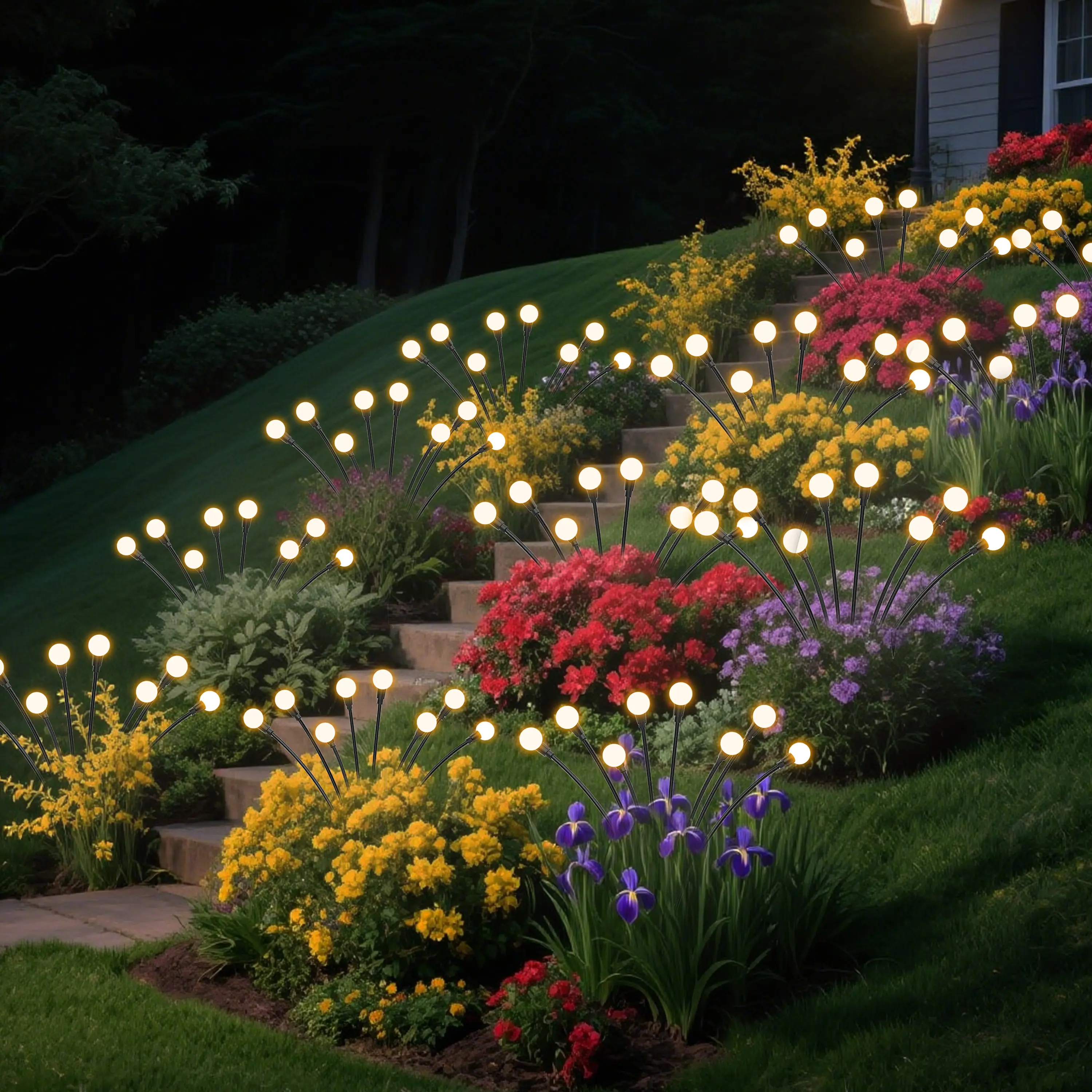 6/8/10LED solar lawn light, ground plug firefly light, suitable for outdoor garden, terrace, pathway, party decoration and holiday gift smart  outdoor  lighting, Solar Garden Lights, Yard Lighting