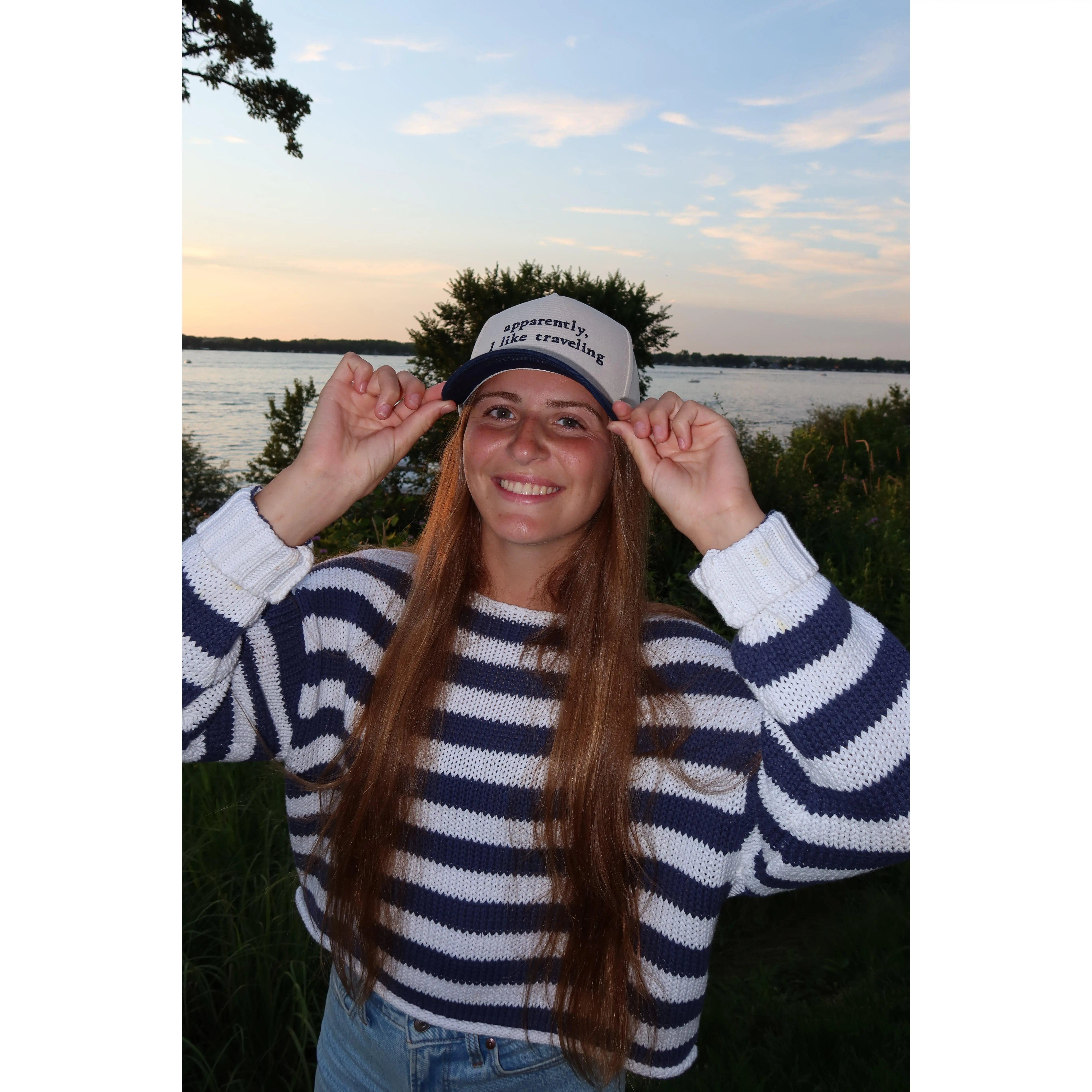 Apparently, I like traveling Navy Trucker Hat