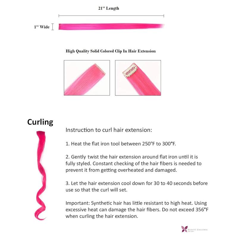 Beaute Galleria Bundle 11 Pieces Single Color 21 Inches Straight Party Highlights Clip In Synthetic Hair Extensions Cosplay Comic Con Halloween Costume (Red)