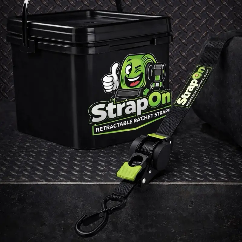 StrapOn USA Retractable Ratchet Straps (2-Pack) - 2" x 10' Size, 4,400lbs Minimum Break Strength