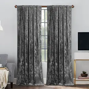 BTTO Velvet Curtain Panels Green Room Darkening Window Super Soft Drapes for Bedroom Rod Pocket Curtain for Living Room (1 Panel, 55''W 102''H)) Blackout Cloth Home Textile