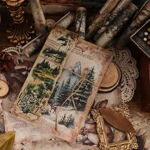 Natural Language Vintage Nature Scenery Non-Adhesive Scrapbook Paper Pack 160 Sheets Large Size 14cm x 20cm DIY Art Craft Planner Journal Supplies