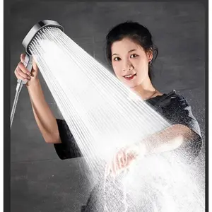 Ultra-large panel pressurized shower, high-pressure water-saving shower head, 3 spray modes, square shower head with high water pressure, water-saving design, anti-blocking nozzle, diameter 130 millimeters/5.12 inches (silver/black/dark gray).