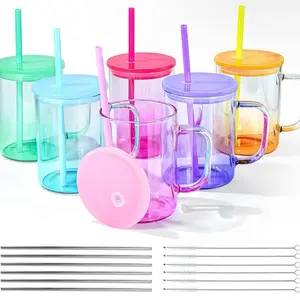 Custom glass cups with straw