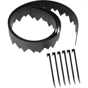 Poundin landscape edging with bonus anchoring stakes 45 in straight top plastic garden border 20 foot kit black350020cxx3.