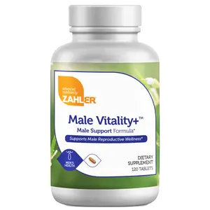 Zahler Male Vitality+ Male Fertility Supplements 120 Tablets Certified Kosher Non-GMO Gluten-Free Dairy-Free Soy-Free Vegetarian Formula with Ashwagandha Acetyl-L-Carnitine L-Glutathione Lycopene for Energy and Reproductive Wellness