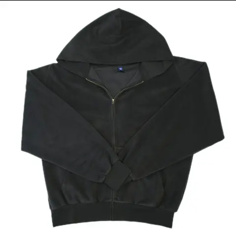 Gap Yeezy Unreleased Polar Fleece Zip-Up Hoodie - Black Cotton Sweatshirts, Regular Fit Basic Casual Tops, Cropped, Sleeves, Layers Easily Over Tees