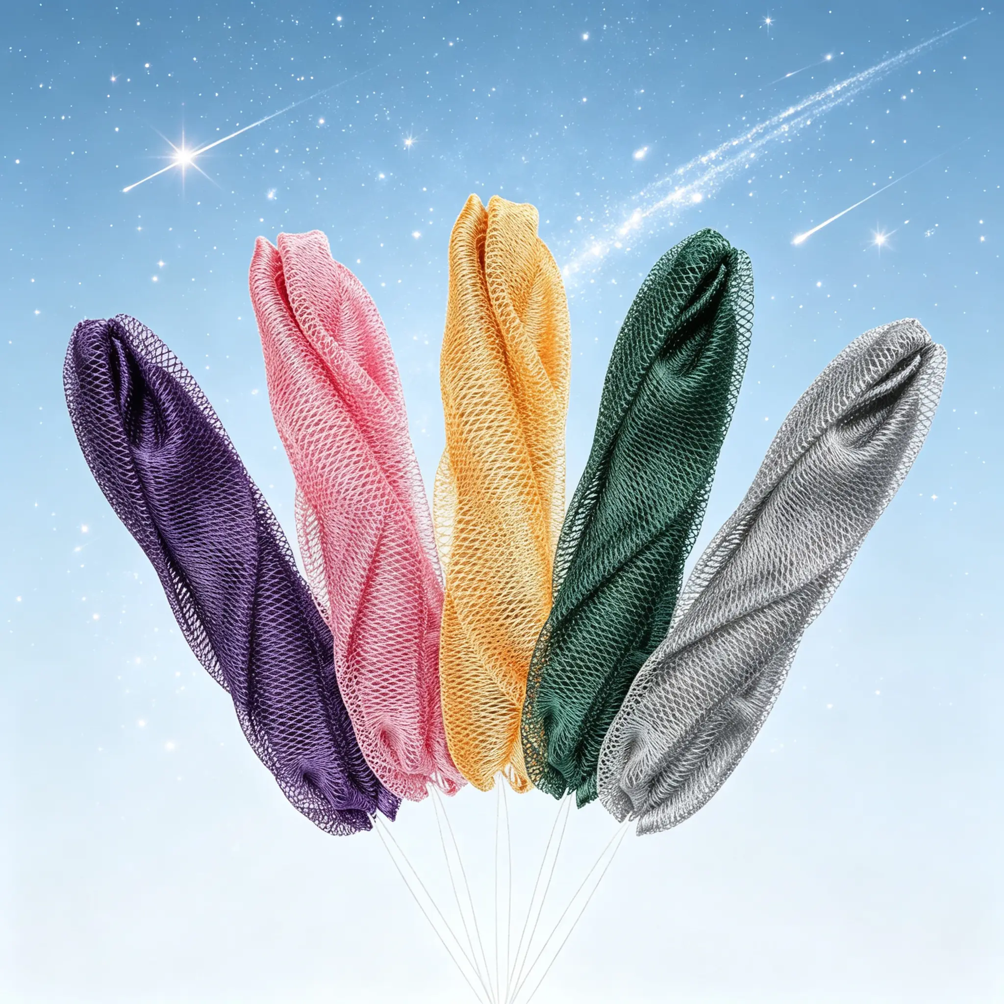 Exfoliating Bath Sponges No Rinse Bath Sponge for Body, Authentic African Net Sponge for Face, Back Scrubber for Shower, Net for Showering, Scrubbers for Body Shower, Bath Net Cloth Durable Reusable Skin Cleansing Scrub Cloth