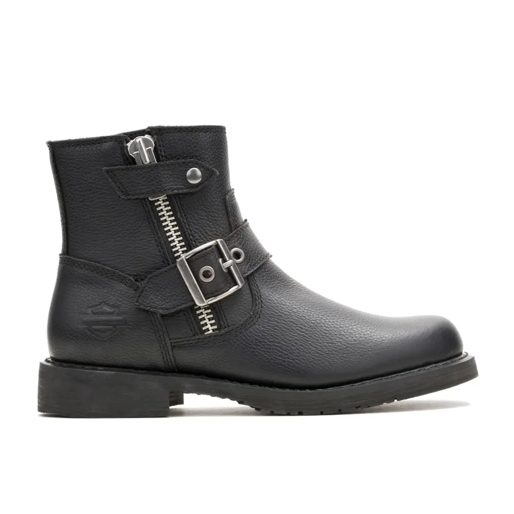 Harley-Davidson Footwear Womens Addie Zip Motorcycle Casual Boots Ankle Low Heel 1-2" - Black
