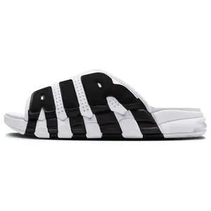 Nike Air More Uptempo Slide Sandals for Men and Women in White and Black Verifiable, with credentials and supporting global authentication