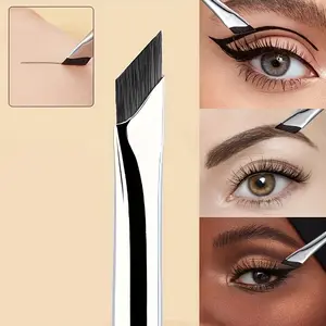 Precision Angle Eyeliner Brush Set - Rod Shape, Fragrance-Free Polyester Fiber Bristles, Suitable for All Light Beige Types, Durable ABS Handle, Professional Makeup Tool for Eyelid and Brow Definition - Single Piece