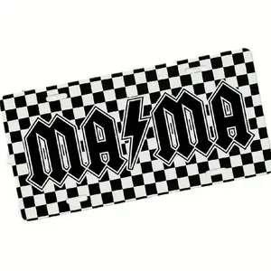 Mama Checkered License Plate, Car Tag for Women, Car Coasters, Retro Mama License Plate, License Plate Frame, Aluminum Front License Plate- 6x12- inch polished metal standard plate, easy to install, for decor only, Made in USA