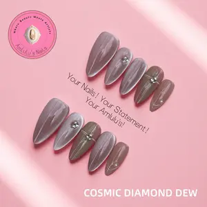 Amlulu's Nails|Cosmic Diamond Dew| 10PCS Handmade Press On Nails REUSABLE 3D Gel fake nails acrylic press nails / LATEST2025