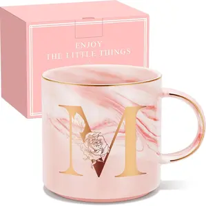 Personalized Gifts for Women Coffee Mug, Initial Customized  Monogrammed A-Z Coffee Mug 12 OZ, Christmas Anniversary Birthday Gifts for Women Mom Grandma Friend Sister Wife (M)