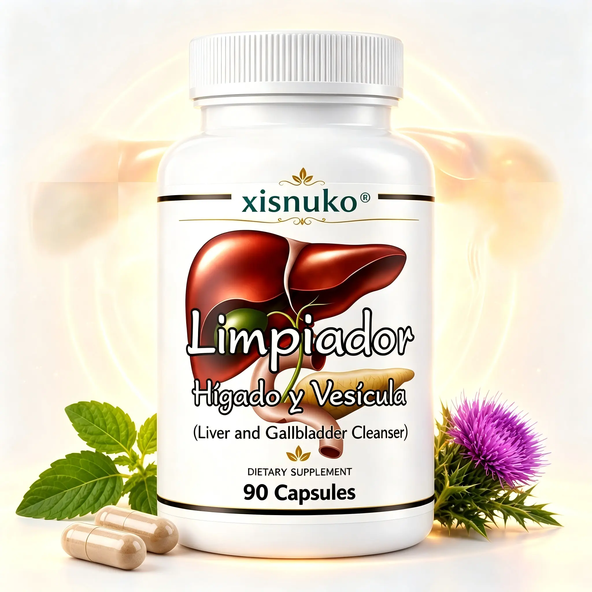 xisnuko Liver Detox Support Supplement – Milk Thistle 80% Extract & Boldo Herbal Formula for Liver and Gallbladder Wellness, 90 Veg Capsules gado y f