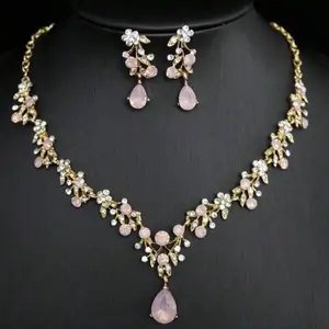 Elegant Rhinestone Inlaid Earrings & Necklace Set for Women - Indian Wedding, Mehendi, Haldi, Pooja, Engagement & Bollywood-Inspired Parties
