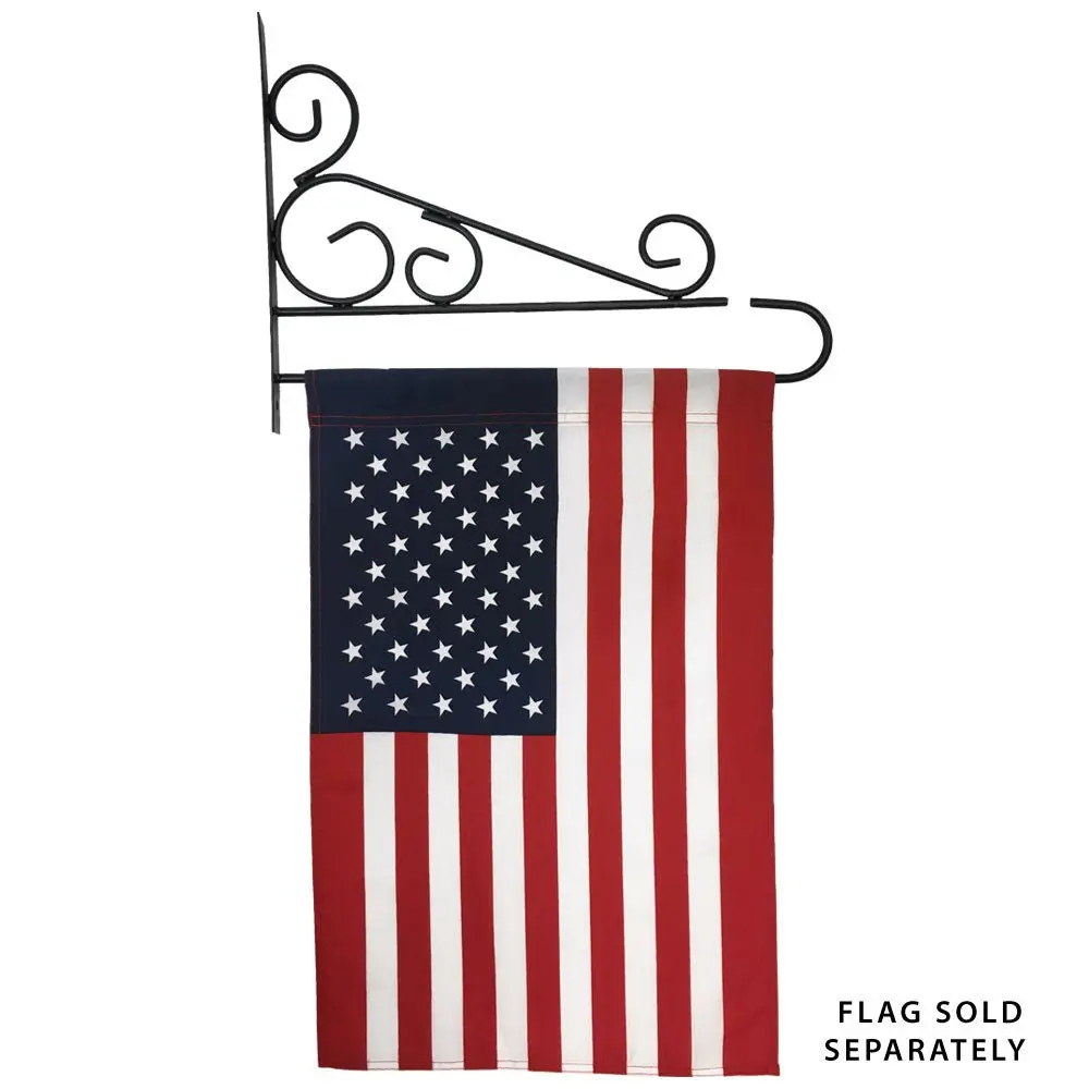 Black-Coated Outdoor Steel Garden Flag Wall Bracket - 11 Inches Tall, 0.85 Inches Thick Metal Pole Mount, Mounts Flags (11x13/12x18 In), Includes Screws, Easy Installation for Home & Garden Decor