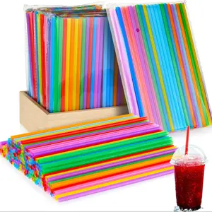 100pcs Colorful Reusable Plastic Straws with 0.24 Inch Diameter, Perfect for DIY Drinks, Long Coffee and Cocktail Use, Ideal for Parties and Water Bottles