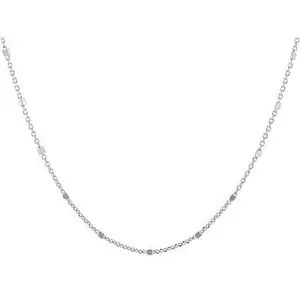 JTV Sterling Silver Cable with Square Bead Station 19" Necklace
