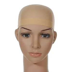 Nude Skinlike HD Wig Cap, 2 Pieces Invisible and Sheer Breathable Ultra-thin Stretchy Stocking Caps for Lace Front Wigs, Bald Cap for Women