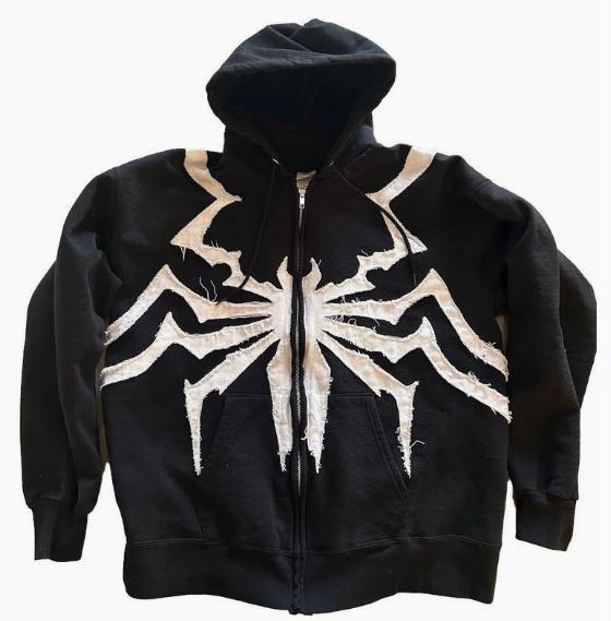 American and European dark street fashion spider print men's and women's hooded pullover hoodie
