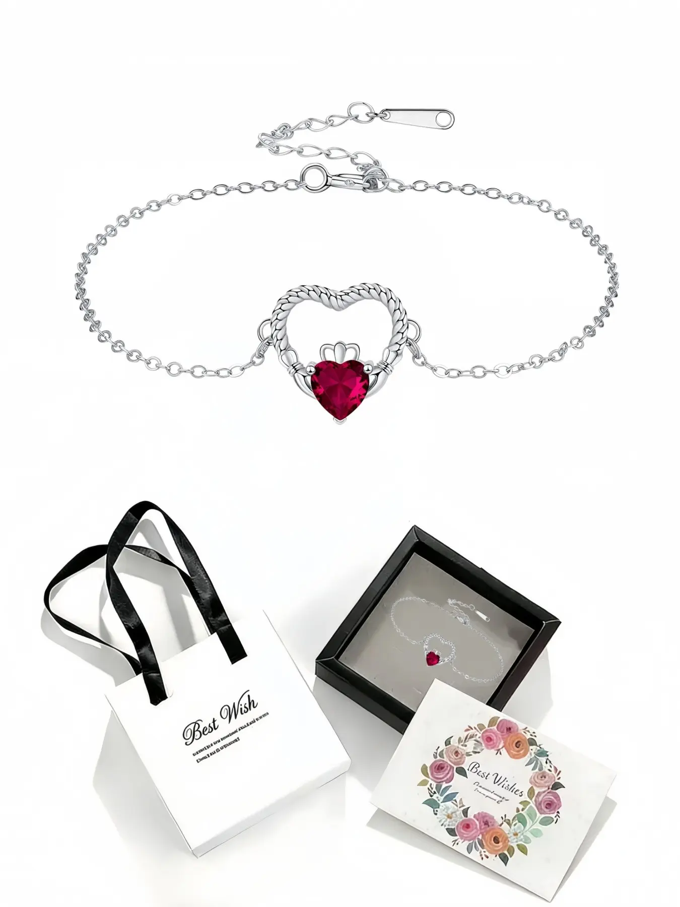 Claddagh Heart Heart twist rope cat paw print Artificial Zircon bracelet for women.Comes with an exquisite drawer jewelry box, suitable as gifts for birthdays, Mother's Day, Valentine's Day, Christmas and anniversaries.