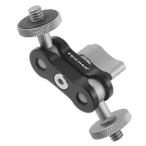 FEICHAO Double Ball head Magic Arm 1/4 inch Screw CNC for SLR Camera Tripod Cage Rig LED Video Light Microphone Field Monitor Load 1.5kg