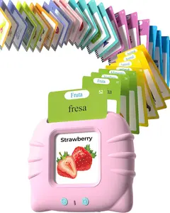 Mother's Day Pink Spanish and English Talking Flash Cards, Pocket Speech Therapy Tools with 510 Words, Montessori Language Learning Aids, Children's Sensory Learning Kits