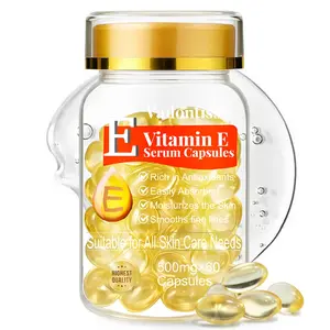 Vitamin E Facial Serum Capsules, 60 Pieces, Firming Moisturizing Serum, Smooths Wrinkles, Hydrates & Moisturizes Skin, Lightweight & Easy Absorption