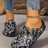 Women's Fashion Print Eva Casual Foot Clogs, Butterfly Print Mules, Summer Anti-Slip Slip Resistant Work Shoes, Lightweight Flat Soft Sole Adjustable Buckle Closed Toe Beach Garden Fall