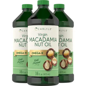 Carlyle Macadamia Nut Oil | 3 x 16 oz Bottles | Premium Cold Pressed | Food Grade | Vegetarian, Non-GMO, Gluten Free | Virgin Oil | Safe for Cooking, Great for Hair and Skin