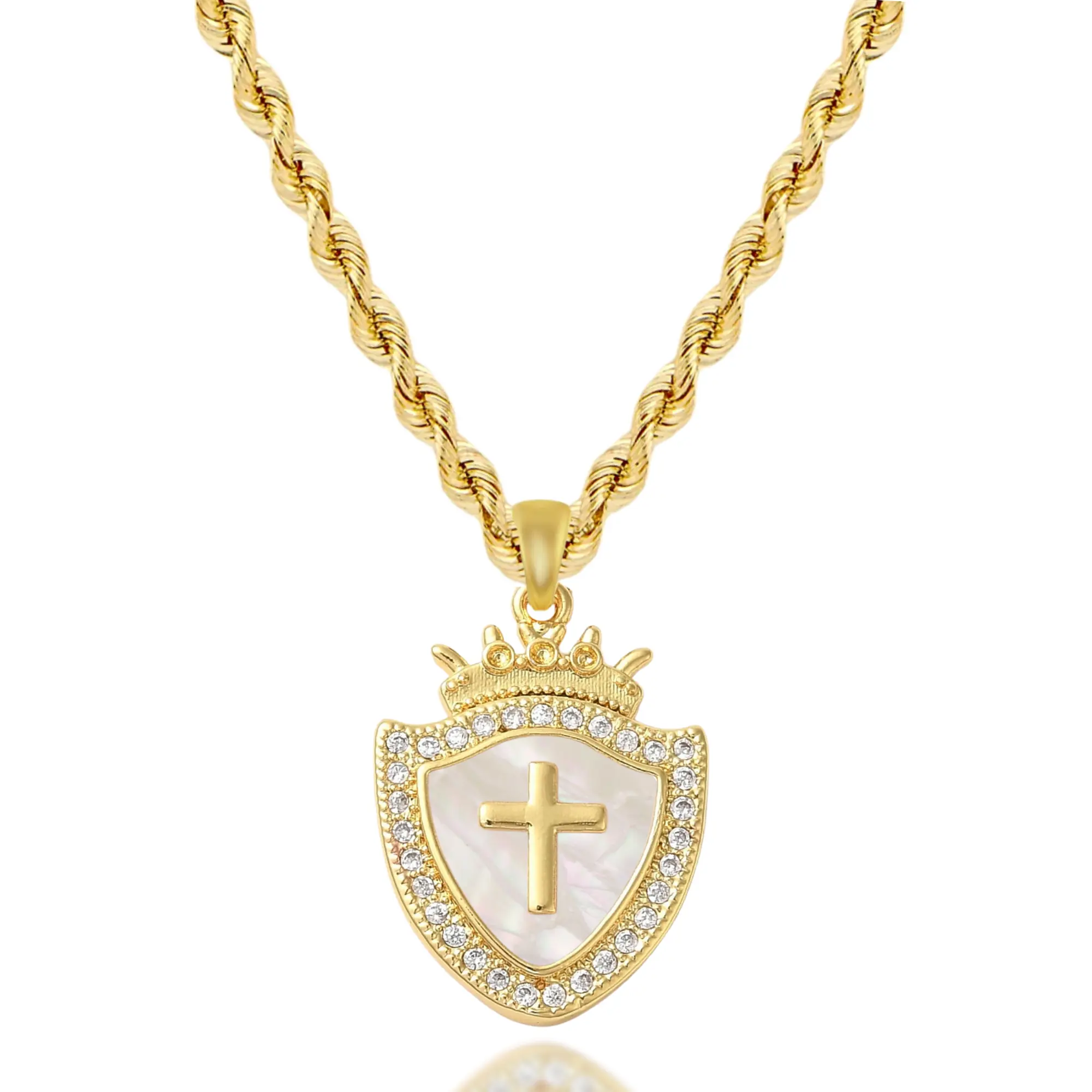 Shield of Faith Cross Necklace for Women 18K Gold Plated 18k Platinum Plated | Armor of God Scripture Engraved | Religious Faith Minimal Christian, Baptism, Birthday, Christmas | Original Amadi Jewelry Cross Necklace with Ephesians 6:16 Verse