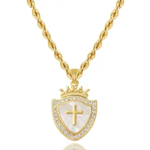Shield of Faith Cross Necklace for Women 18K Gold Plated 18k Platinum Plated | Armor of God Scripture Engraved | Religious Faith Minimal Christian, Baptism, Birthday, Christmas | Original Amadi Jewelry Cross Necklace with Ephesians 6:16 Verse