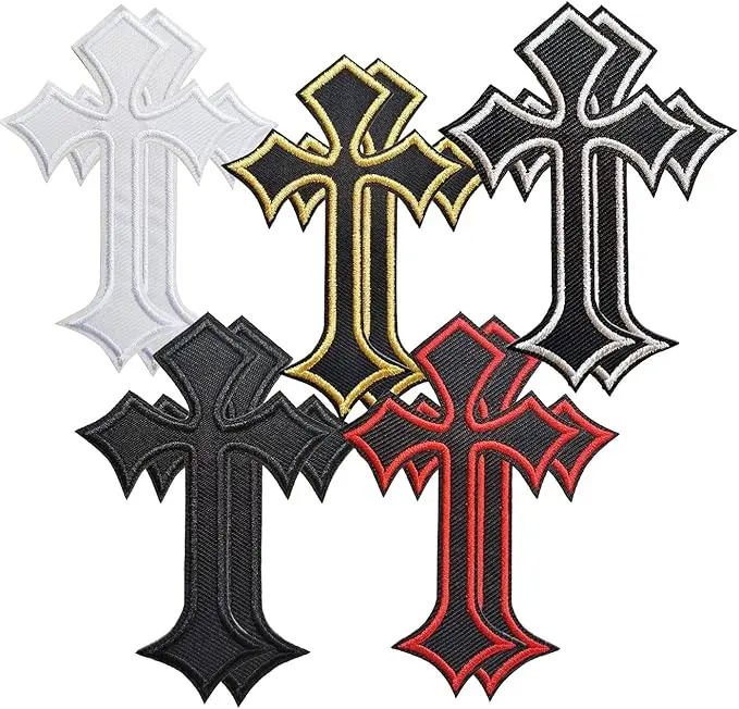Cross Patch Iron on,10 Pieces Cross Embroidered Patches Mixed Colors Applique Crosses Patches for Clothing Jackets Backpacks Jeans