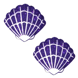 Purple Rain Glitter Mermaid Shell Nipple Cover Pasties
