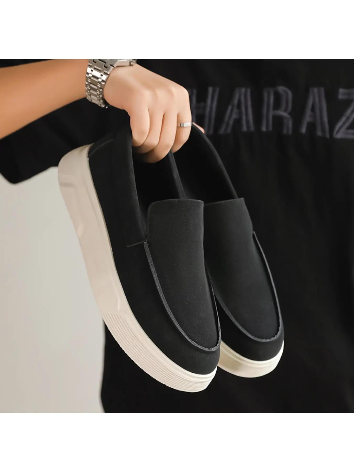 Men's slip-on casual loafers with soft breathable soles, versatile chunky flat shoes for office wear Footwear Summer Casual Shoes Pu Leather Footwear