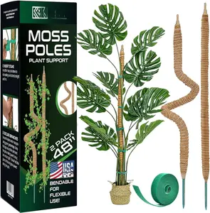 2 Pack 48'' Bendable Moss Pole Monstera  Support for Climbing Indoor  - Stakes for Potted Climbers - Tall Sticks Indoor Trellis for Houseplants - Accessories for Monstera Pot