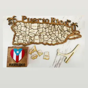 Rompecabeza Mapa de Puerto Rico  (incluye cajita para piezas y stand )